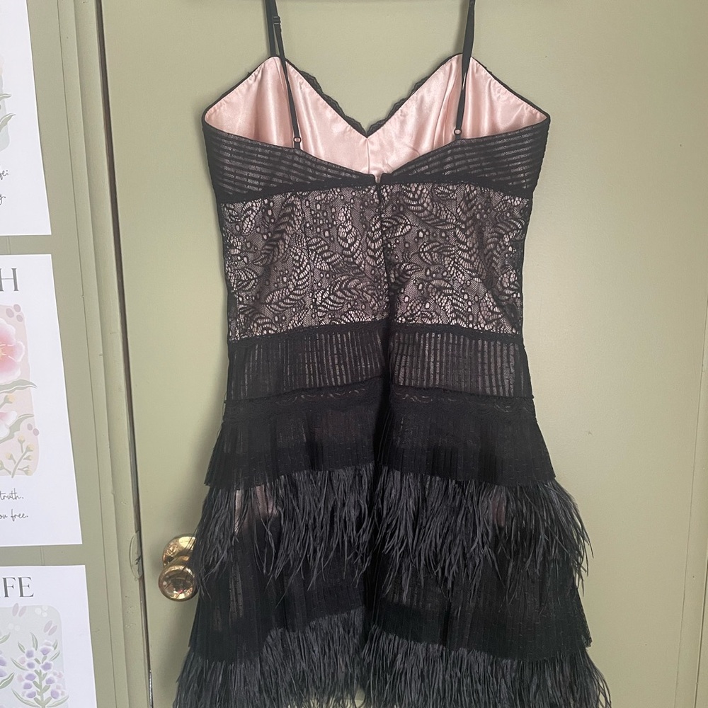BCBGMaxAzria Black Lace and Feather Mini Dress - Picture 4 of 8